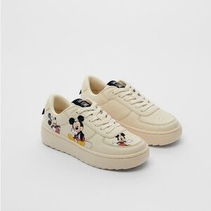 Zara x Disney Mickey Cream Sneakers with Chunky Sole and Playful Design